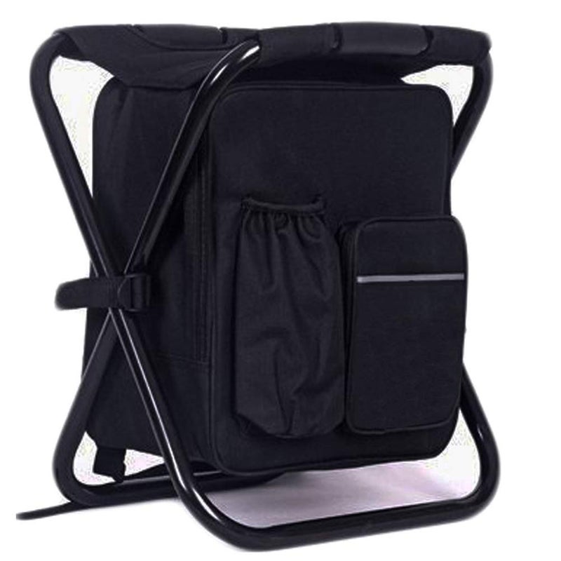 HANERDUN 3 in 1 Backpack Stool Cooler Chair, Foldable Camping Fishing Stool, Portable Backpack Chair for Outdoor Hiking Walking,Black - Image 1